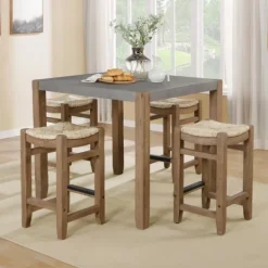 Kirkland's Home Amber Wood And Faux Concrete Dining Table- Dining Tables