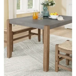 Kirkland's Home Amber Wood Faux Concrete Top Dining Table- Dining Tables