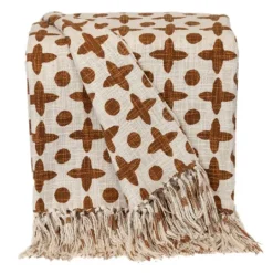 Kirkland's Home And Beige Patterned Fringe Throw- Blankets & Throws