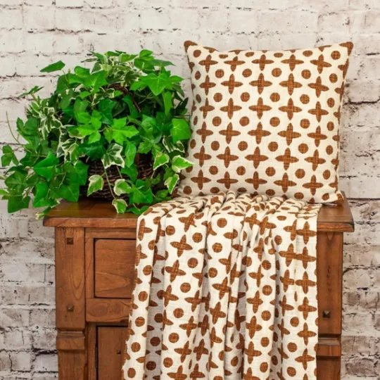 Kirkland's Home And Beige Patterned Fringe Throw- Blankets & Throws