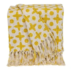 Kirkland's Home And Beige Patterned Fringe Throw- Blankets & Throws