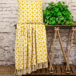 Kirkland's Home And Beige Patterned Fringe Throw- Blankets & Throws