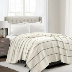 Kirkland's Home And Black Striped King Coverlet- Bedspreads & Coverlets