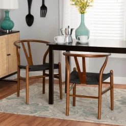 Kirkland's Home And Black Wishbone Dining Chairs, Set Of 2- Dining Chairs