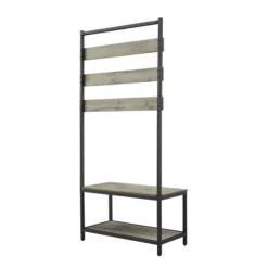 Kirkland's Home And Black Wood Bench Hall Tree- Entryway Furniture