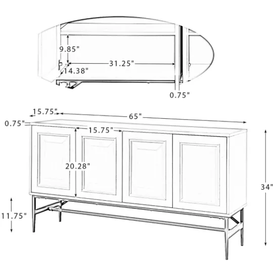 Kirkland's Home And Gold 4-Door Sideboard- Cabinets & Sideboards