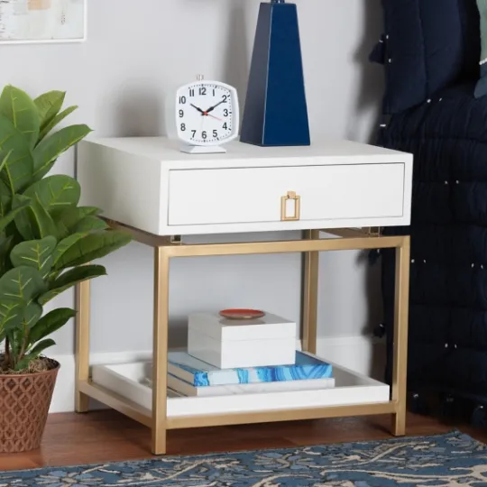 Kirkland's Home And Gold 1-Drawer Nightstand- Nightstands