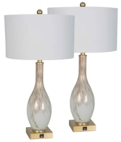 Kirkland's Home And Gold Swirl Glass Table Lamps, Set Of 2- Table Lamps
