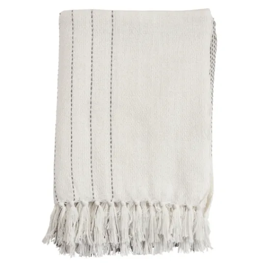Kirkland's Home And Gray Striped And Fringe Throw Blanket- Blankets & Throws