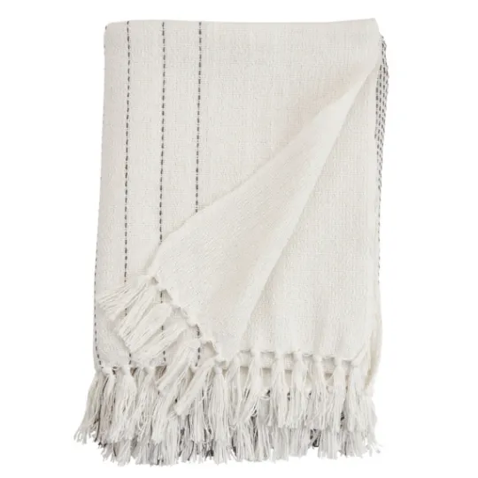 Kirkland's Home And Gray Striped And Fringe Throw Blanket- Blankets & Throws