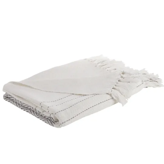 Kirkland's Home And Gray Striped And Fringe Throw Blanket- Blankets & Throws
