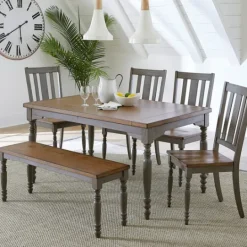 Kirkland's Home And Gray Wooden Dining Bench- Dining Chairs