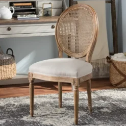 Kirkland's Home And Natural Cane Oval Back Dining Chair- Dining Chairs