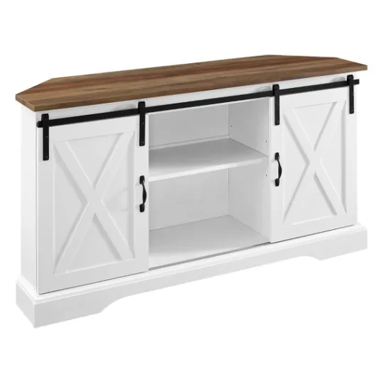 Kirkland's Home And Natural Sliding Barn Door Tv Stand- Tv Stands & Media Consoles