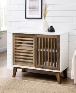 Kirkland's Home And Oak Sliding Slat Door Console Table- Console Tables