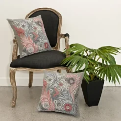 Kirkland's Home And Pink Feather Garden Cotton Pillow- Pillows