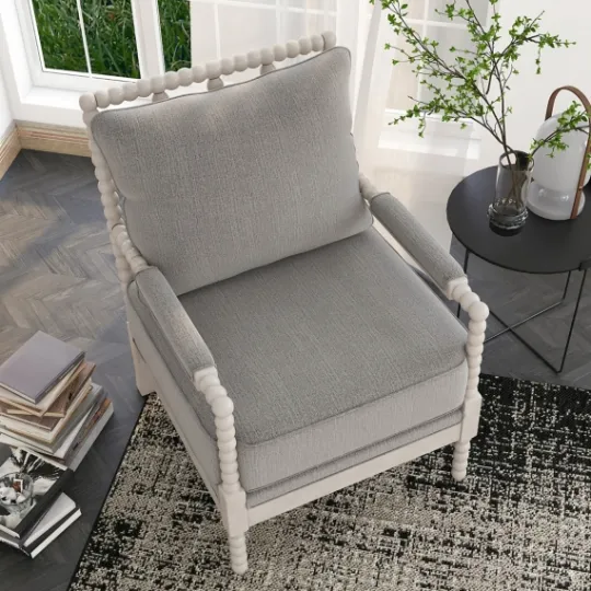 Kirkland's Home And White Beaded Frame Accent Chair- Accent Chairs