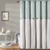 Kirkland's Home And White Button Accent Linen Shower Curtain- Shower Curtains