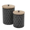 Kirkland's Home And White Embossed Diamond Jars, Set Of 2- Decorative Bowls & Jars