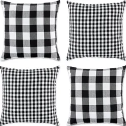 Kirkland's Home And White Gingham Pillow Covers, Set Of 4- Pillows