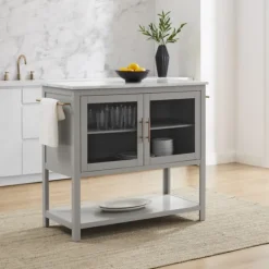 Kirkland's Home And White Marble Top Kitchen Island- Kitchen Islands & Bar Carts