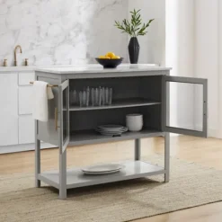 Kirkland's Home And White Marble Top Kitchen Island- Kitchen Islands & Bar Carts