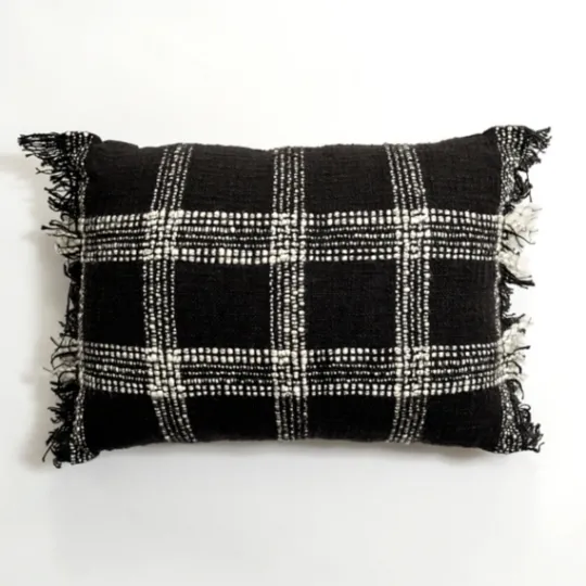 Kirkland's Home And White Open Plaid Lumbar Pillow- Pillows