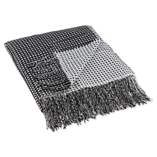 Kirkland's Home And White Waffle Knit Fringe Throw- Blankets & Throws