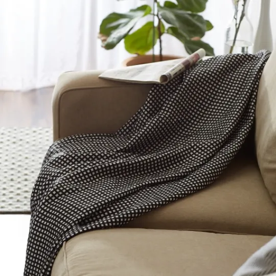 Kirkland's Home And White Waffle Knit Fringe Throw- Blankets & Throws