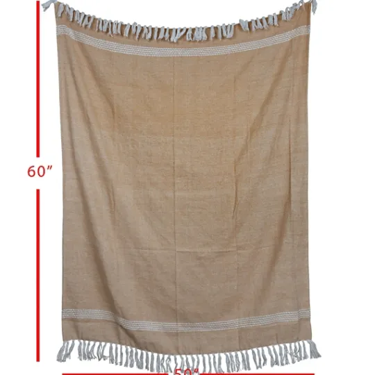 Kirkland's Home And White With Fringe Throw Blanket- Blankets & Throws
