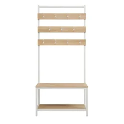 Kirkland's Home And White Wood Bench Hall Tree- Entryway Furniture