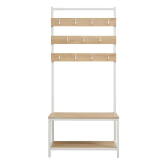 Kirkland's Home And White Wood Bench Hall Tree- Entryway Furniture