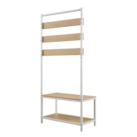 Kirkland's Home And White Wood Bench Hall Tree- Entryway Furniture
