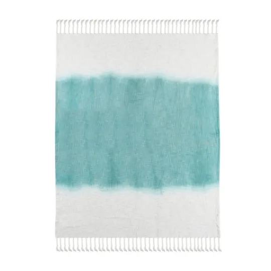 Kirkland's Home Angel Blue Shibori Slab Fringe Throw- Blankets & Throws