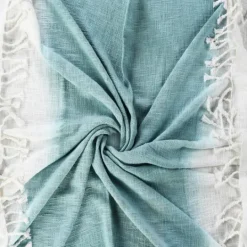 Kirkland's Home Angel Blue Shibori Slab Fringe Throw- Blankets & Throws
