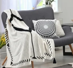 Kirkland's Home Anna Black And White Diamond Throw- Blankets & Throws