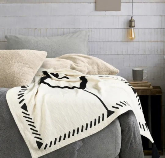 Kirkland's Home Anna Black And White Diamond Throw- Blankets & Throws