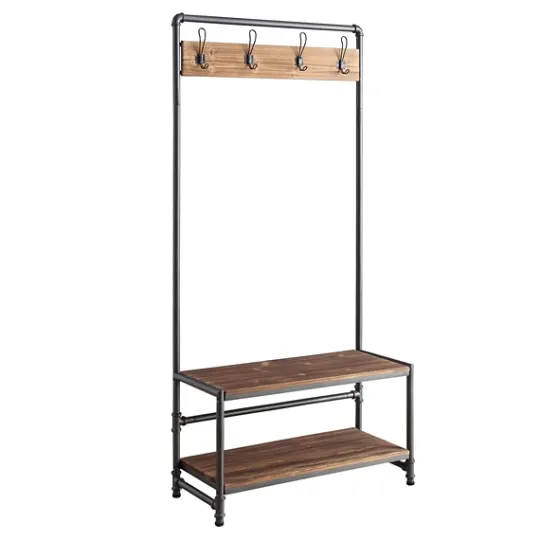 Kirkland's Home Annalee Industrial Metal And Wood Hall Tree- Entryway Furniture