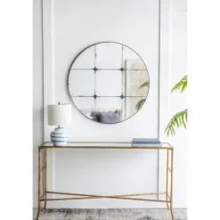 Kirkland's Home Antique Black Floral Panel Round Mirror- Decorative Mirrors