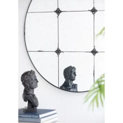 Kirkland's Home Antique Black Floral Panel Round Mirror- Decorative Mirrors