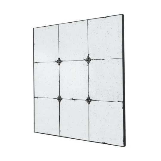Kirkland's Home Antique Black Floral Panel Square Mirror- Decorative Mirrors