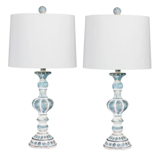 Kirkland's Home Antique Blue Candlestick Table Lamps, Set Of 2- Table Lamps