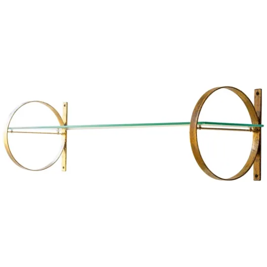 Kirkland's Home Antique Brass And Glass Wall Shelf- Shelves