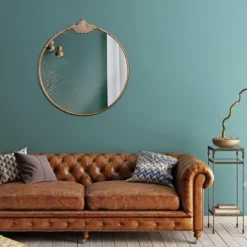 Kirkland's Home Antique Brass Metal Ornate Round Mirror- Decorative Mirrors