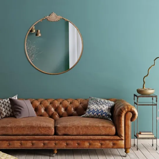 Kirkland's Home Antique Brass Metal Ornate Round Mirror- Decorative Mirrors