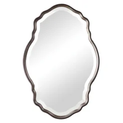 Kirkland's Home Antique Bronze And Silver Curved Wooden Mirror- Decorative Mirrors