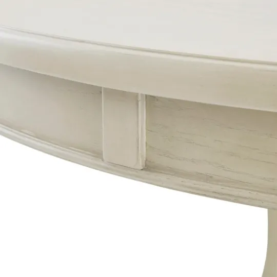 Kirkland's Home Antique Cream Wood Pedestal Round Dining Table- Dining Tables