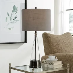 Kirkland's Home Antique Dark Nickel Cone Base Table Lamp- Table Lamps