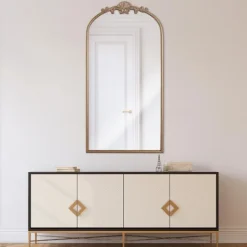 Kirkland's Home Antique Gold Metal Ornate Arch Wall Mirror- Decorative Mirrors