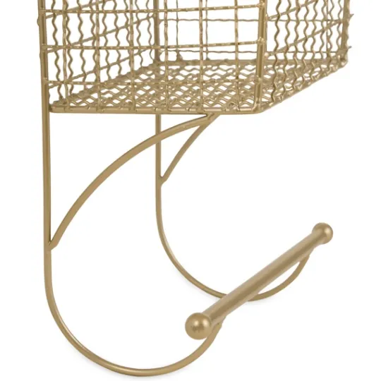 Kirkland's Home Antique Gold Wire Basket Towel Rack- Wall Storage